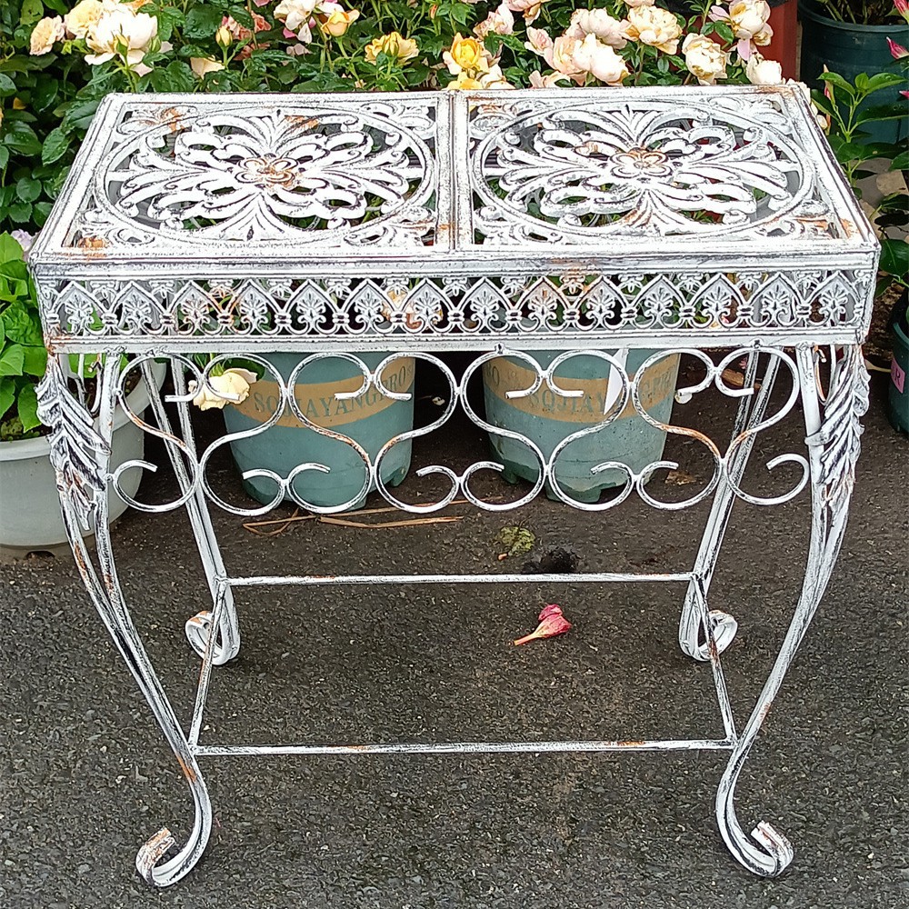 주철 직사각형 꽃 의자 큰 회색