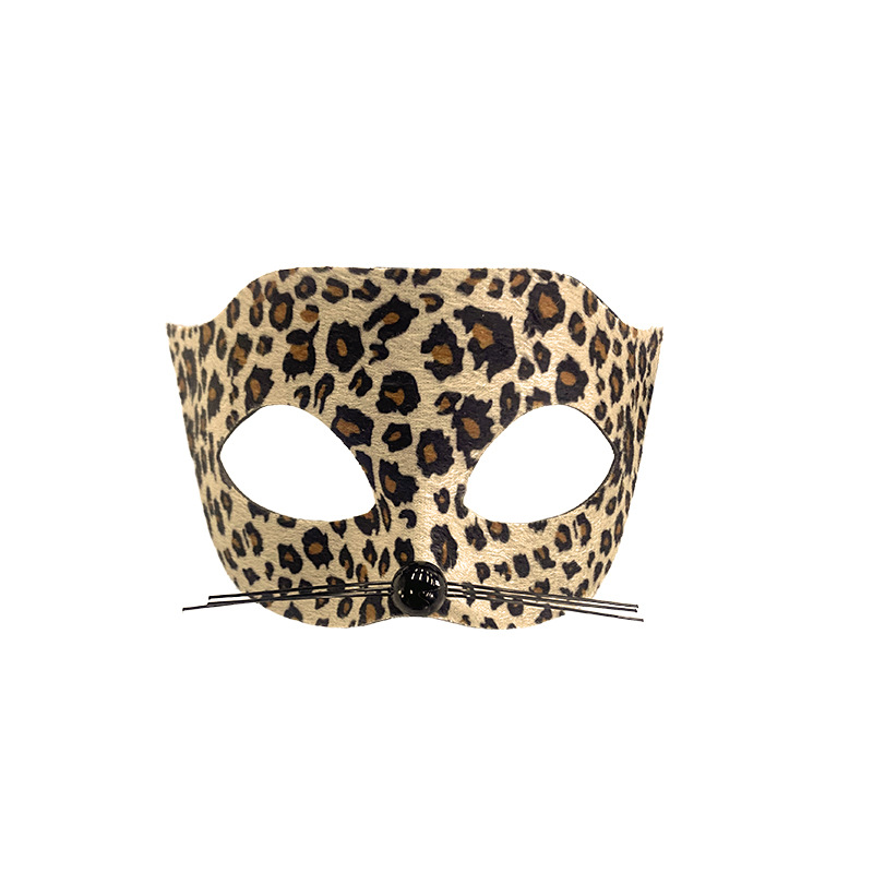 Amazon venta caliente leopardo cabello bandas mitad cara máscara set leopardo cabello bandas corbata maquillaje decoración de fiesta