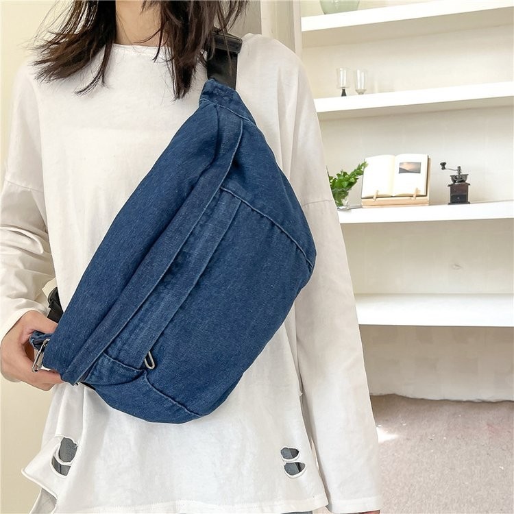 Bolsa de cintura de denim transfronteriza de gran capacidad, nuevo tipo de bolso de mujer, bolso de pecho simple de marca de moda, Doniel
