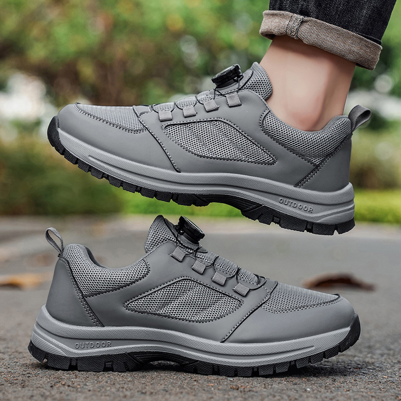 Scarponi da trekking tecnologici da uomo - Sistema di allacciatura con pomello girevole, scarpe da esterno robuste e antiscivolo, calzature da trekking per tutti i terreni con puntale rinforzato._voghion.com