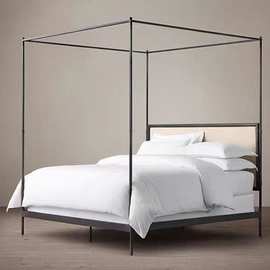北欧铁艺床双人床现代配件铁床新款单人床1.5铁架床1.8米幔帐床