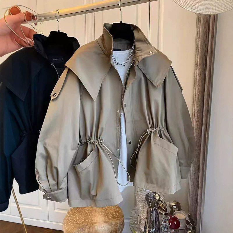 In-Stock 26 Autumn Cross-Border High-Neck Zip-Up Jacket for Women, Loose Fit, Solid Color, Street Style Trendy Outerwear, Fashion Trend In-Stock 26 Autumn Cross-Border High-Neck Zip-Up Jacket for Women, Loose Fit, Solid Color, Street Style Trendy Outerwear, Fashion Trend