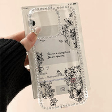 适用iPhone17promax英文花朵闪钻壳苹果16高级感15小众12大孔防摔