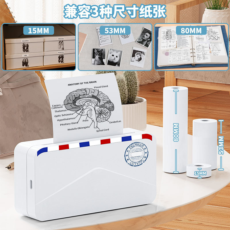 M03AS Impresora incorrecta de impresión Xiansen Versión en el extranjero del teléfono móvil Bluetooth Conexión sin tinta Máquina doméstica para estudiantes de 300DPI