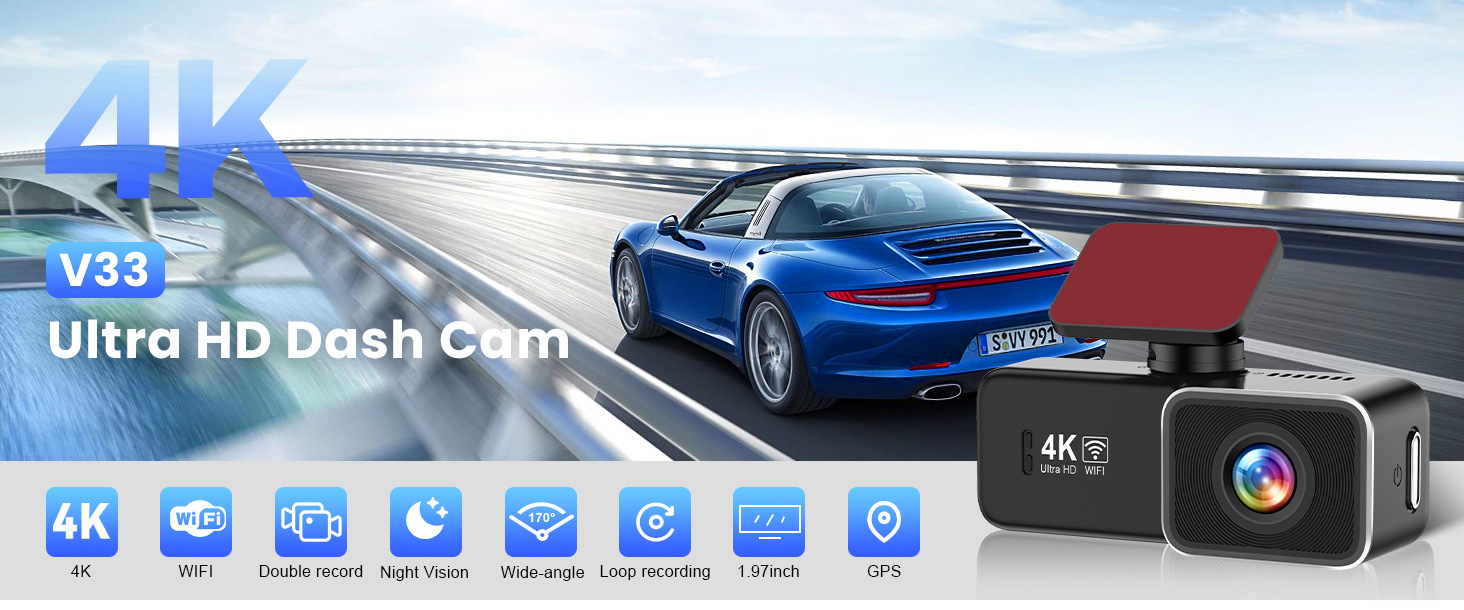 Cross-Border Car-Mounted Wifi Dash Cam 4K High-Definition Night Vision Wide-Angle Car Dvr Dual-Lens Gps Driving Trajectory