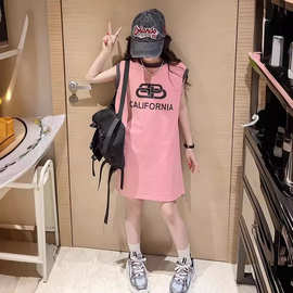 女童t恤裙夏季薄款宽松韩版洋气长款无袖衫连衣裙