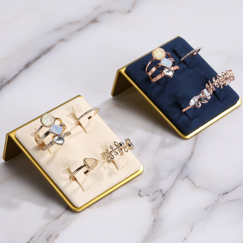 金属框珠宝戒指托盘展示盘戒指架耳钉首饰收纳盘饰品陈列展示道具