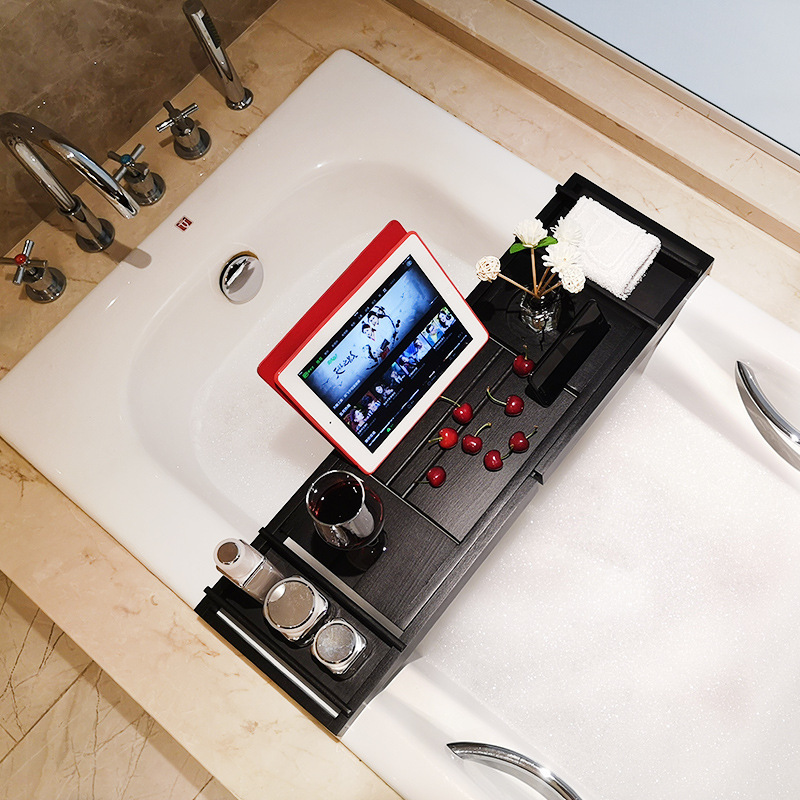 Bathtub Storage Rack Bamboo Telescopic Non-slip Bathroom Multifunctional Bathtub Storage Rack Bathroom spa Bath Bracket