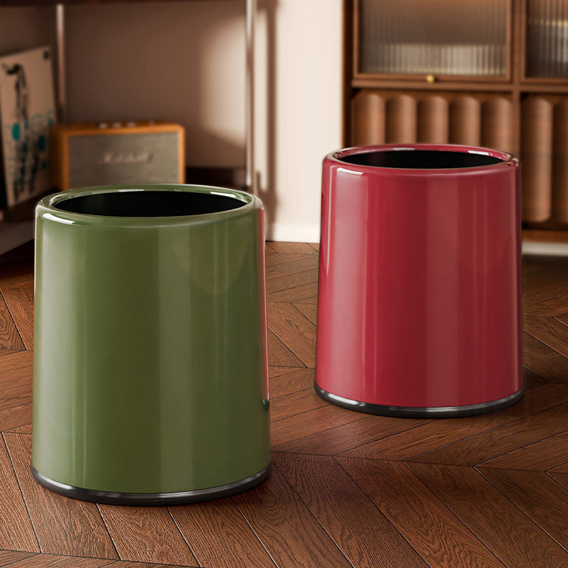 Trash Can Home Living Room Light Luxury High Beauty Value Kitchen Bathroom Large Capacity Sanitary Bucket Simple Double Layer Trash Bucket