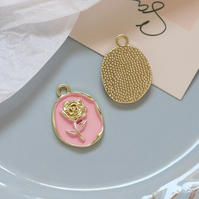 65g Weight Pearl Inlay Material Charms, Jewelry Accessories Classification 10 PCS/Package Quantity Alloy Material Rose Pattern Enamel, Inlay Design Sweet Style 10 PCS/Package Alloy Pearl Rose 11