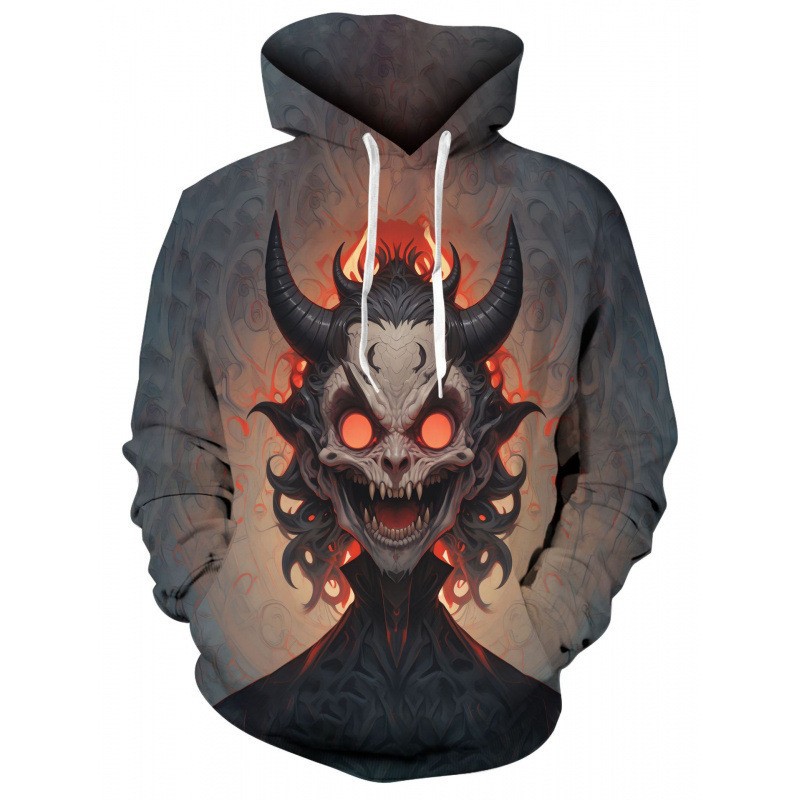boy 2025 European And American Halloween Men's Cross-Border New Ghost Face Trendy Print Christmas Series Hooded Sweatshirt_voghion.com
