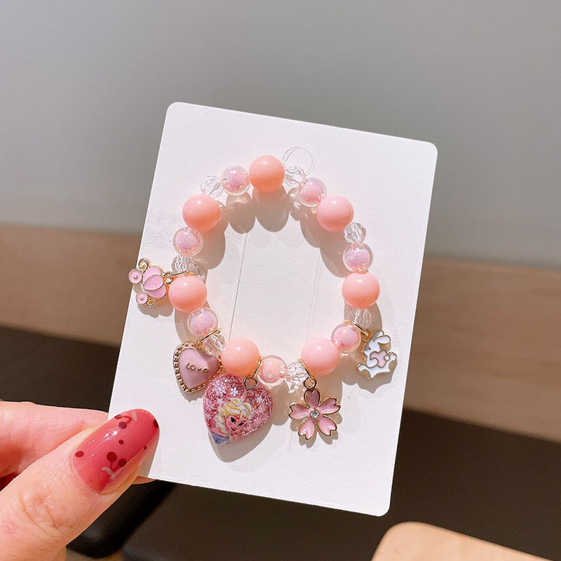 Pulsera de los niños de dibujos animados Mujer Princesa cuentas de vidrio Linda niña bebé pulsera estudiante joyería al por mayor