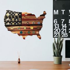 国境を越えた新商品の手作りアメリカ国旗木製工芸品展示棚アマゾンの爆発的な創造的コイン展示棚