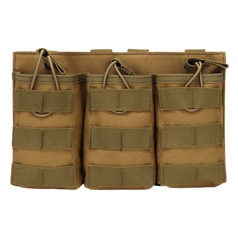 Bolsa Táctica Triple para Cargadores, Estilo Militar, para Actividades al Aire Libre, con Sistema MOLLE, Camuflaje