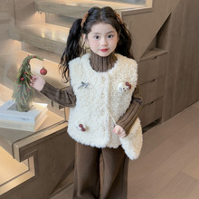 女童马甲秋冬装2025新款洋气宝宝加绒加厚背心儿童冬季摇粒绒坎肩