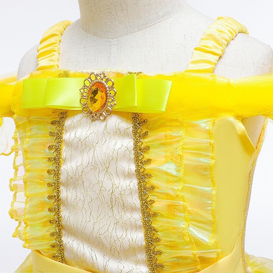 Vestido de princesa de Halloween vestido de la princesa de los niños vestido de campana ropa para niños vestido de las niñas vestido de los niños amarillo
