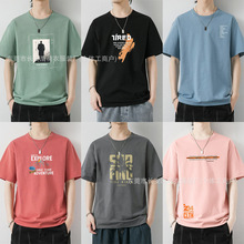 地摊货源广州尾货 潮牌宽松大码男装短袖t恤批发 夏天短袖t恤男
