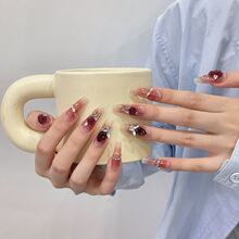 纯手工穿戴甲春夏显白乌梅腮红山茶月季显白气质重工ins美甲贴片