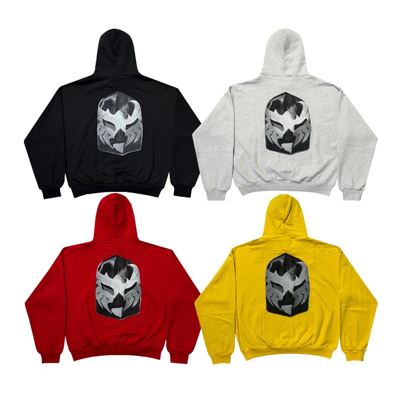 Yeezy Kanye Los Angeles bully merchandise HD-01 mask pentagram unisex loose-fitting hooded sweatshirt Yeezy Kanye Los Angeles bully merchandise HD-01 mask pentagram unisex loose-fitting hooded sweatshirt