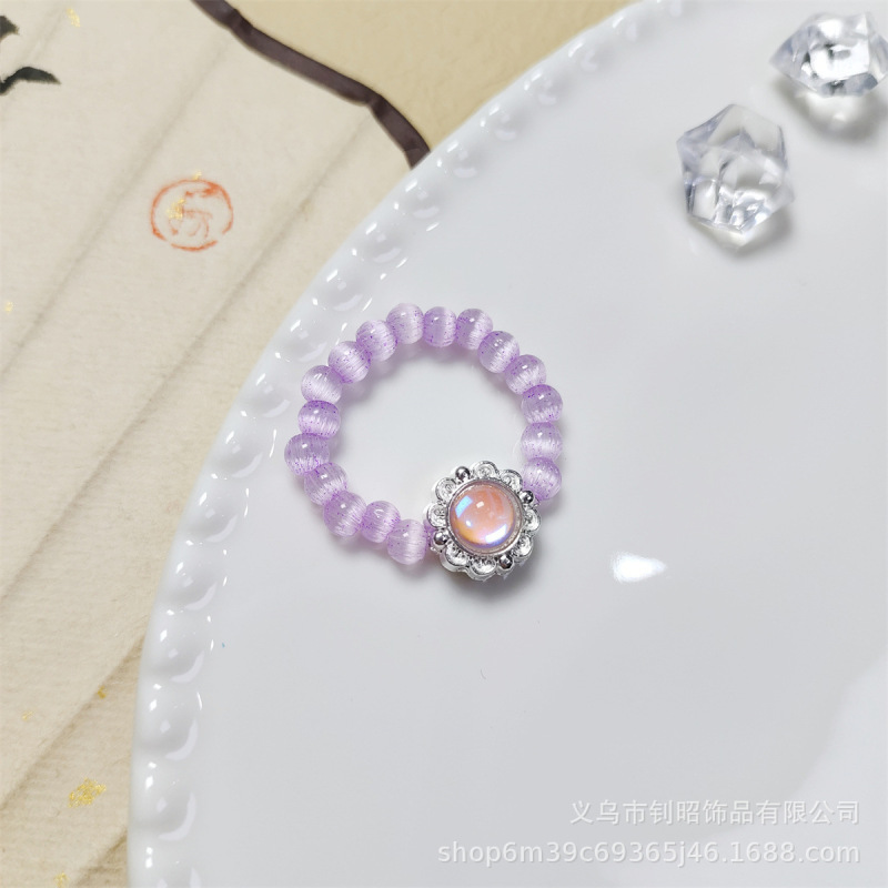 新款夏日小清新甜美可爱高颜值多巴胺ins风猫眼水晶闪钻小戒指|undefined