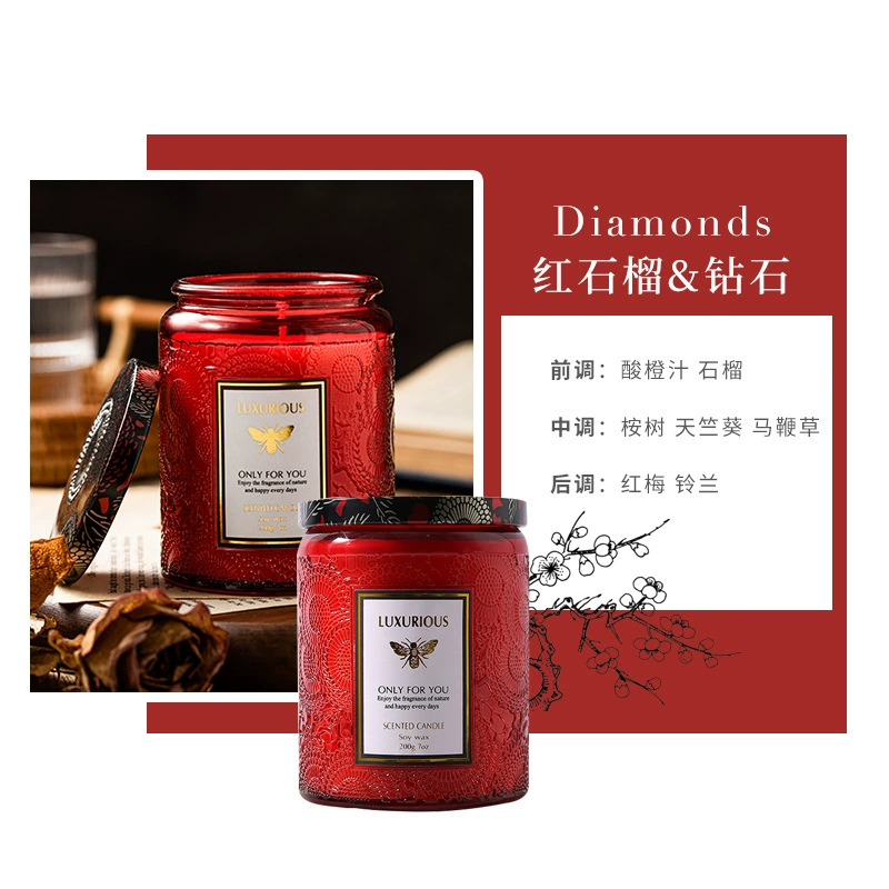 Glass aromatherapy candle in jar, atmospheric scented candle, multiple fragrances