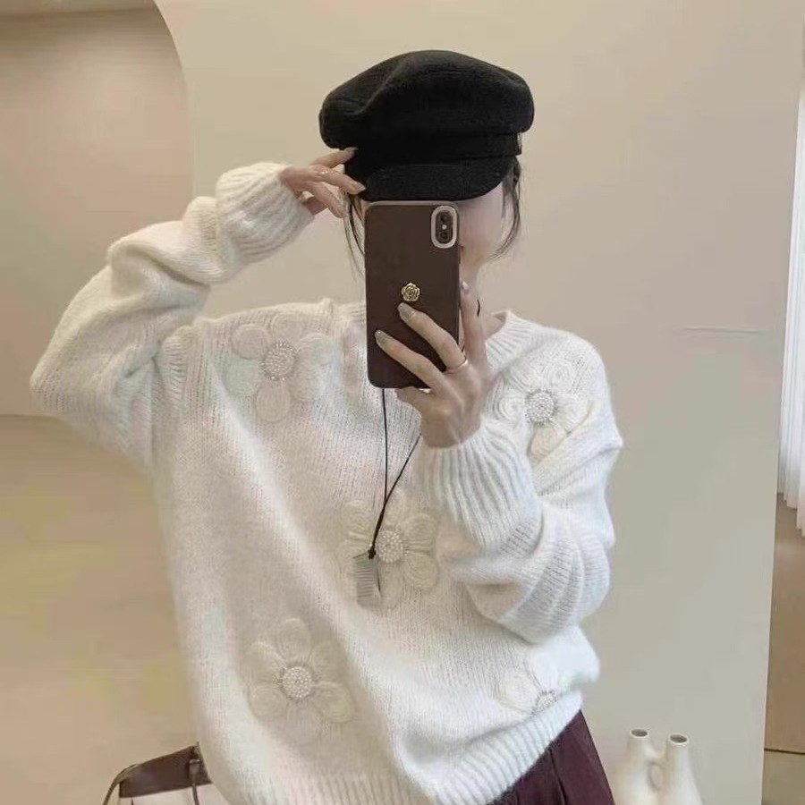 Ventas calientes de gancho tridimensional seis pétalos accesorios de flores de punto sombrero bolsas suéter de viento ropa accesorios de decoración flores