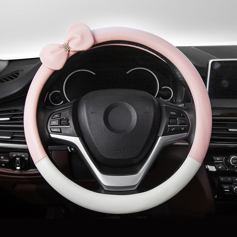 New ladies car steering wheel set four seasons universal microfiber leather car put the car supplies one generation