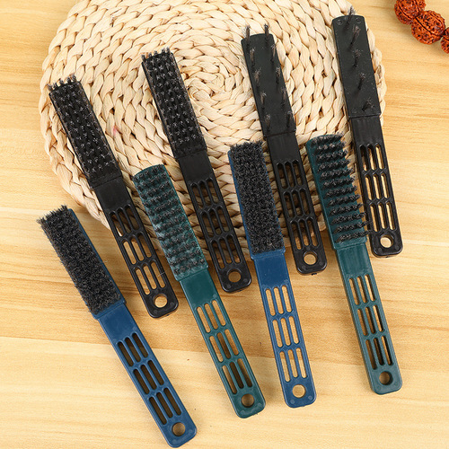 Plastic long handle steel wire brush for polishing, carving brush, industrial rust removal, polishing, cleaning, single and double row household brush