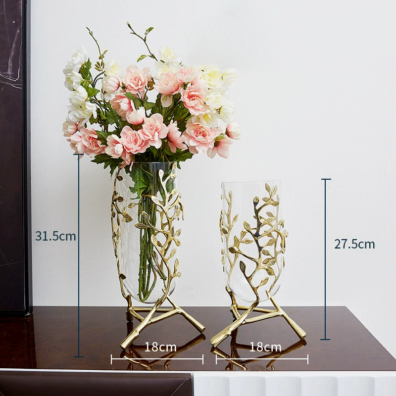 Glass Vase European light-luxury, transparent hydroponic decorative vase, dwarf & high sizes