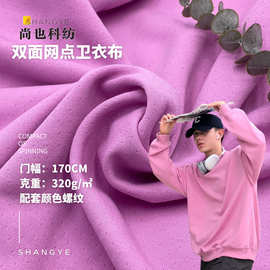 网点双面布320克针织面料 肌理提花布 潮牌双面颗粒提花针织布料