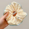 1# Yellow striped large intestine hair ring about 16cm