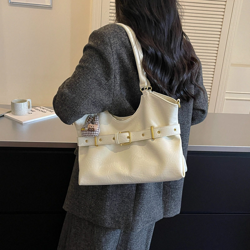 Túi tote đeo vai đeo chéo cỡ lớn phong cách tối giản, túi xách tay kẹp nách — Gạo trắng không có mặt dây chuyền, Màu cà phê Không có mặt dây chuyền, Màu nâu không có mặt dây chuyền, Đen không có mặt dây chuyền chi tiết 21