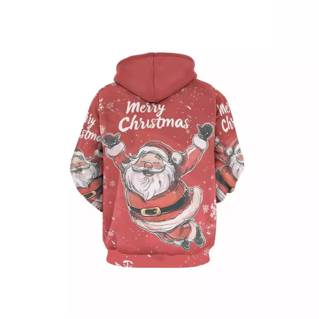2024 Frühling und Herbst Neuer 3D-Santa Claus Digitaldruck Graffiti Loose Herren Kapuzenpullover_voghion.com