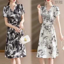 X嶜2新中式中年妈妈装夏季清新简约连衣裙中老年时尚气质舒适洋气