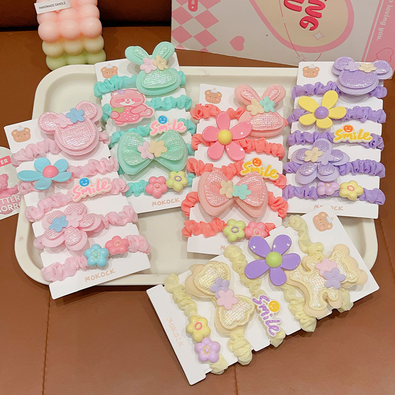 Children's cartoon elastic summer cute hair rope with pigtail