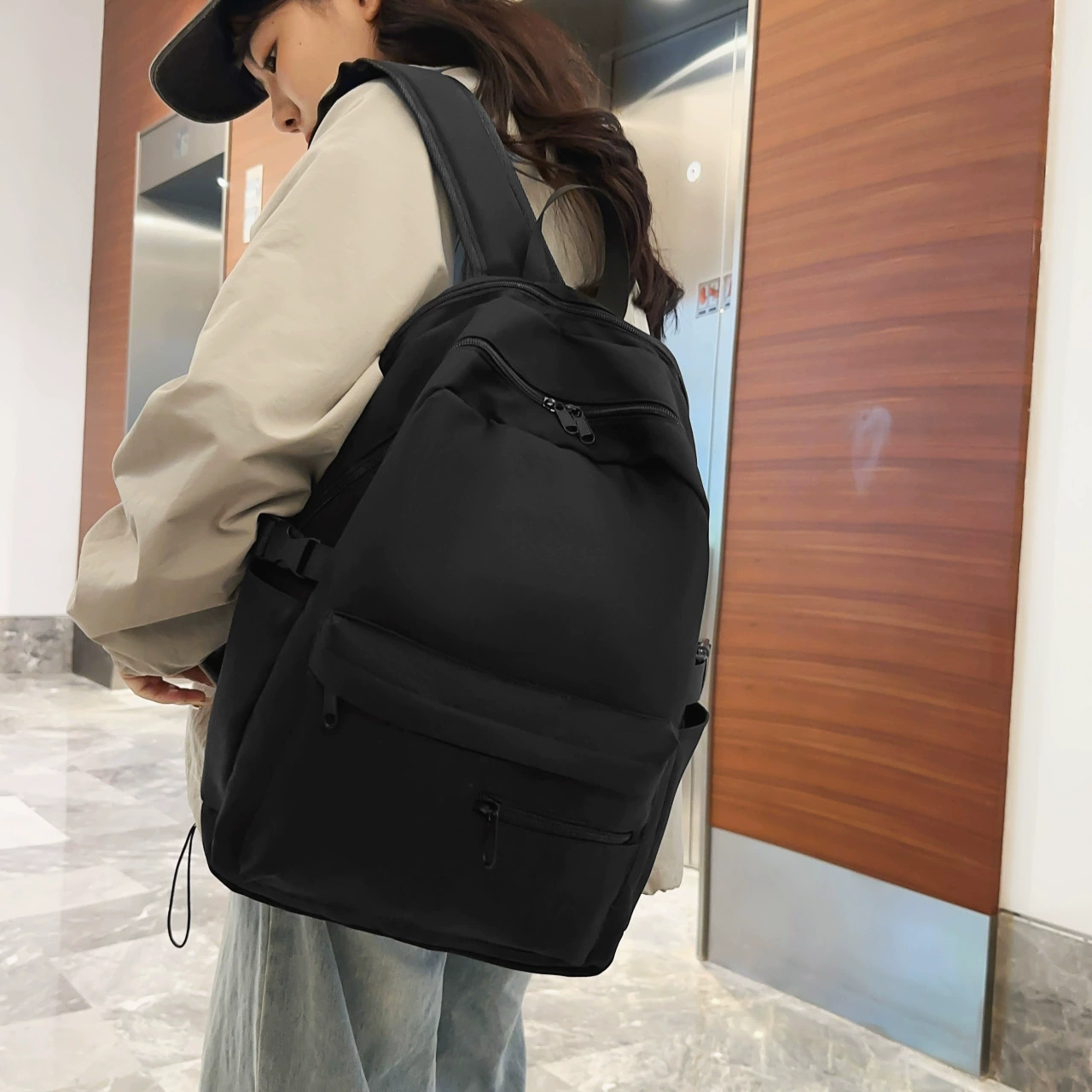 Men's backpack, Japanese capacious shoulder bag for traveling for leisure, school bag, simple and elegant design, for secondary school, for teenagers, for students