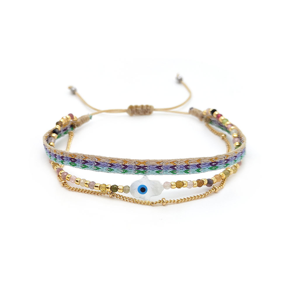 6g Weight Bracelets Classification 1 Piece Quantity Daily, Street Occasion Polyester cotton, Seed Bead, Copper Material Devil's Eye, Palm Pattern Women's Gender Beaded, Knitting Design IG Style, Casual, Retro Style IG Style Casual Retro Devil's Eye Palm Polyester Cotton Seed Bead Copper Beaded Knitting Women's Bracelets 5