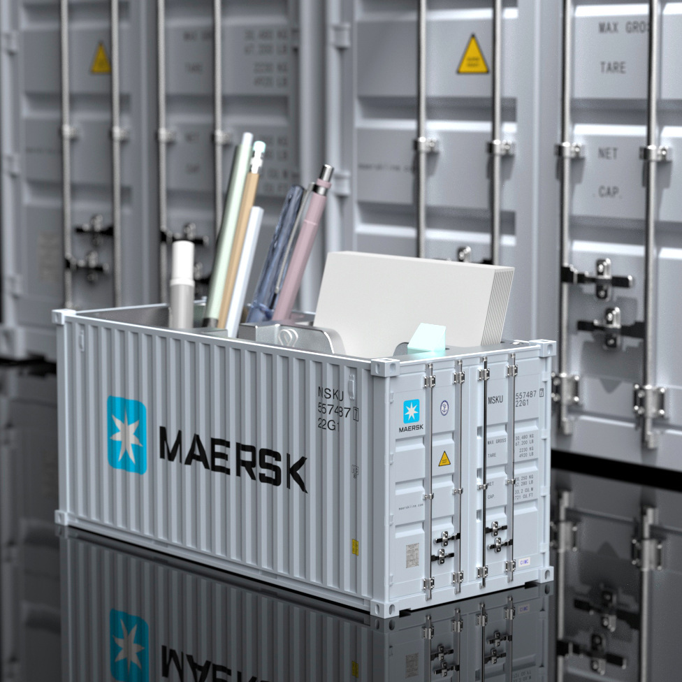 Maersk contenedor modelo Decoración Oficina escritorio papelería caja de almacenamiento contenedor modelo contenedor titular de la pluma