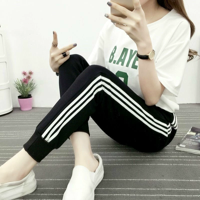 Тонкие/бархатные волосы свободные спортивные брюки школьницы маленькие ноги корейские повседневные брюки с большими ногами брюки для детей