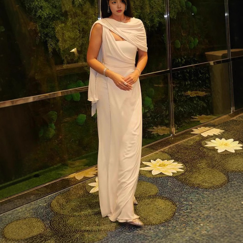 Cross-border European and American Spring French Elegant Sleeveless Shoulder High-end Tight-fit Long Formal Party Dress dress