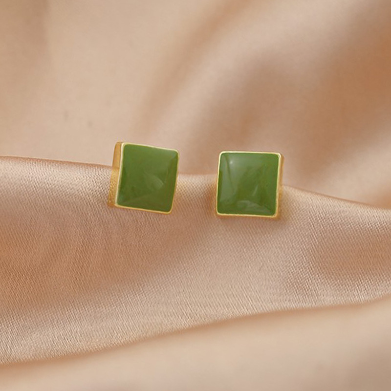 Green elegant small universal earrings
