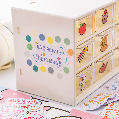 Handbook cartoon stickers handbook diy photo album waterproof translucent ins style decorative stickers cute text