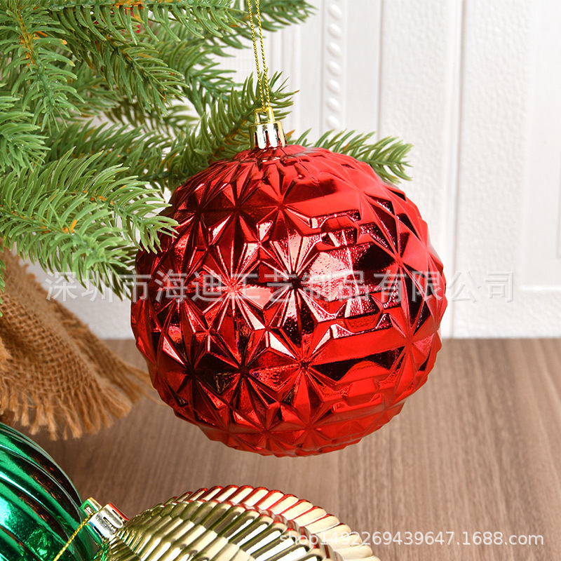 Galvanizado 10CM forma de bola de plástico colgante bola de guirlandas de caña colgante bola de color de Navidad simple viento árbol de Navidad multicolor