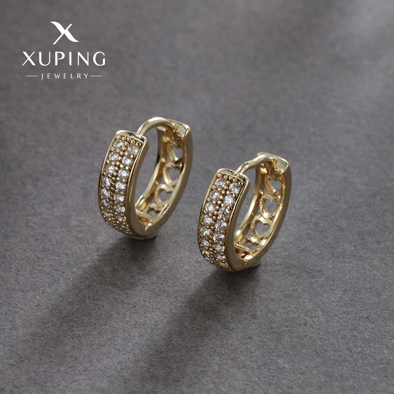 Xuping nueva aleación 14k color doble fila de perfiles de zircón nicho de diseño simple sensación de alta calidad auriculares