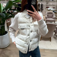 【现货】BC羊绒针织长袖拼接白鹅羽绒服轻薄保暖外套休闲百搭上衣