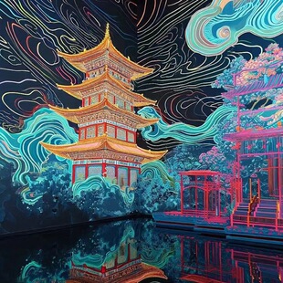 Lighting Painting Glass Curtain Wall Lighting Retro Wind Brighten Large Outdoor Mall Square Building Ed Wall Washer