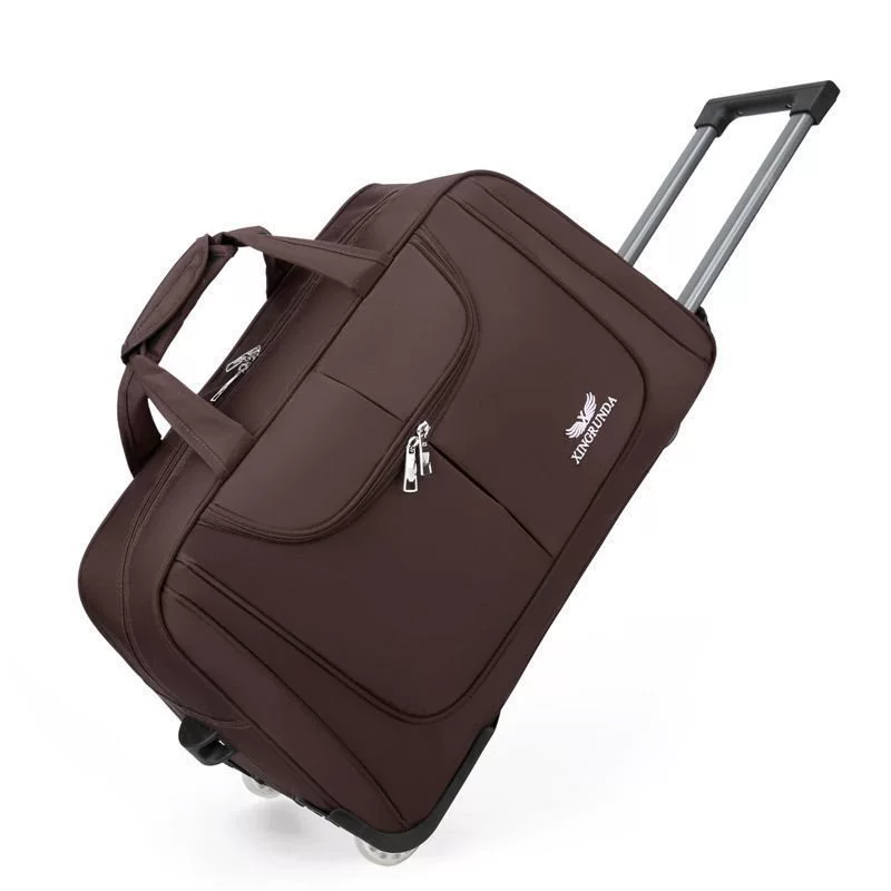 Foldable waterproof travel suitcase / handheld bag, telescopic handle and wheels, spacious, unbranded