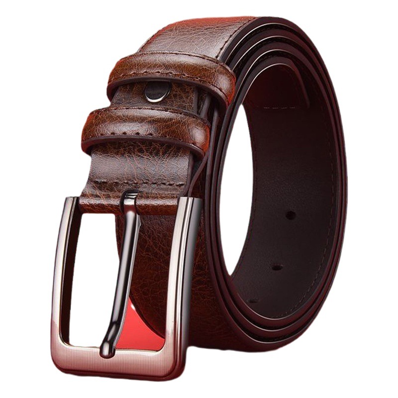 Cinturón de cuero de los hombres hebilla cinturón de piel de vaca de negocios casual de mediana edad y ancianos cinturón de jeans de estilo coreano joven