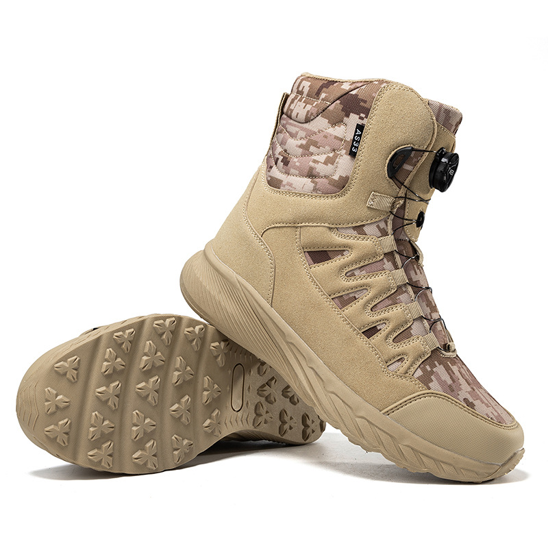 2025 AliExpress Travel One Pinduoduo emitió botas de senderismo al aire libre de gran tamaño transfronterizas botas militares de ayuda media para hombres