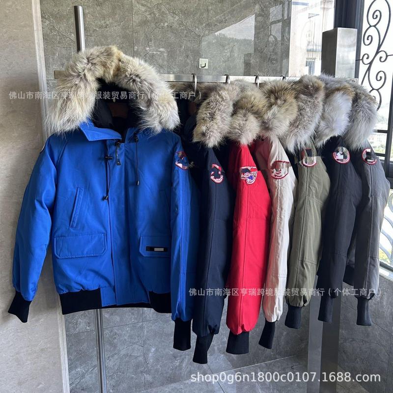 01 Style Canada Goose Pilot Jacket for Couples, Winter Cold-Proof Men's and Women's Fur Collar Coat, Canadian Cross-Border down Cotton Jacket